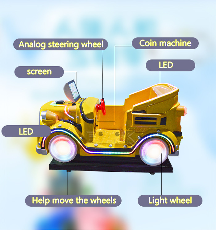 FRP Material Animation Video Game Kiddie Ride On Car With Steering Wheel