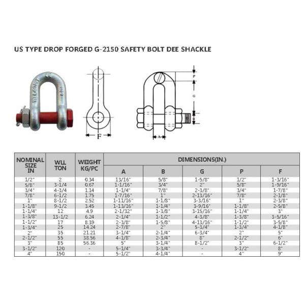 G2150 Forged Clevis Bow Shackle Safety Type D Steel Rigging Shackle
