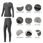 Female Winter Battery Heating Base Layers Thermal Long Underwear Two Piece Suit