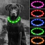 Comfortable LED Dog Collar USB Rechargeable , Pet Glow Collars Flexible 360