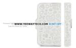 Embossed Cute Cartoon Wallet Style Leather Case For iPhone 4S - White