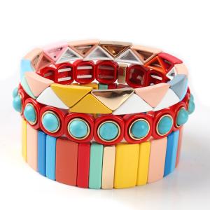 Wholesale Multi Stack 3pcs Tile Bead Bracelet Colorful For Women And Men from china suppliers