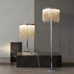 Living Room Bedroom Tassel Floor Lamp Aluminum Chain Silver Floor Light Villa