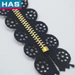HAS #3 Decorative Lace hollow Zipper with Black Eyelet Tape