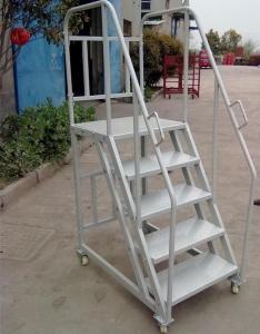 Wholesale 2.5m 3m 4m Warehouse Steel Safety Rolling Mobile Platform Ladder with Handrails from china suppliers