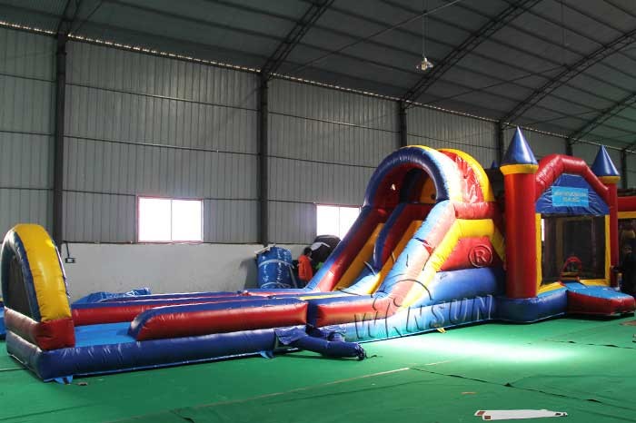 PVC Material Moonwalk Inflatables With Slip N Slide WSC-257 Customized Size