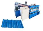 Blue Color Trapezoidal Sheet Roll Forming Machine Hydraulic Cutting Type
