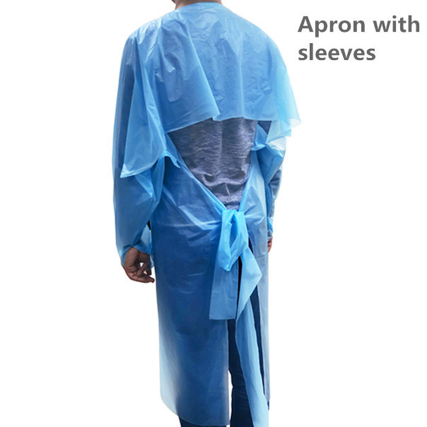 Disposable Hospital Cpe Blue Isolation Gown With Long Sleeves For Civil Usage