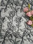 Corded Black Embroidery 3D floral Lace fabric Flower Tulle Mesh