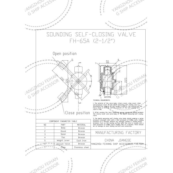 Sounding Self Closing Valve Technical Data For Fh-40a Cb/T3778-99 Sounding Cock Threaded Ends