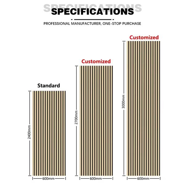 Eco Friendly Materials Wood Slat Acoustic Panel With Flame Retardant Coating