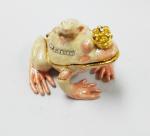 Bejewelled Promotional Gift Alloy Hand painted frog and crab playing on lotus
