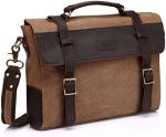 Messenger Bag for Men,Vintage Canvas Leather Canvas Laptop Satchel Shoulder Bag