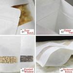 Stand up Matte Frosted White recycled Kraft Paper k Bags With Window for food