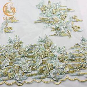 China Mint Green Hand Work Lace Water Soluble 3D Lace Embroidery Applique on sale