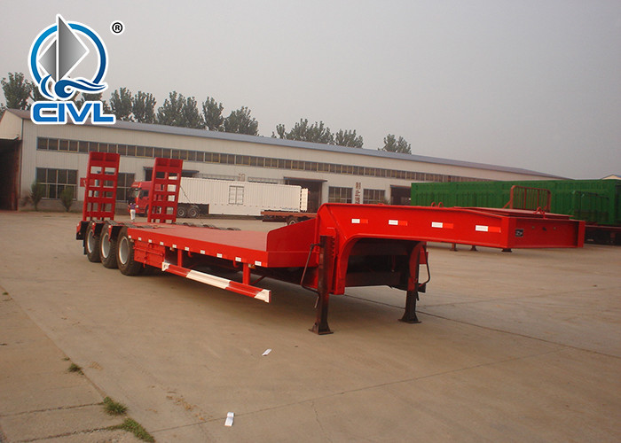 Flatbed Manual Semi Trailer Trucks 4 Axles With Four Double Air Chamber