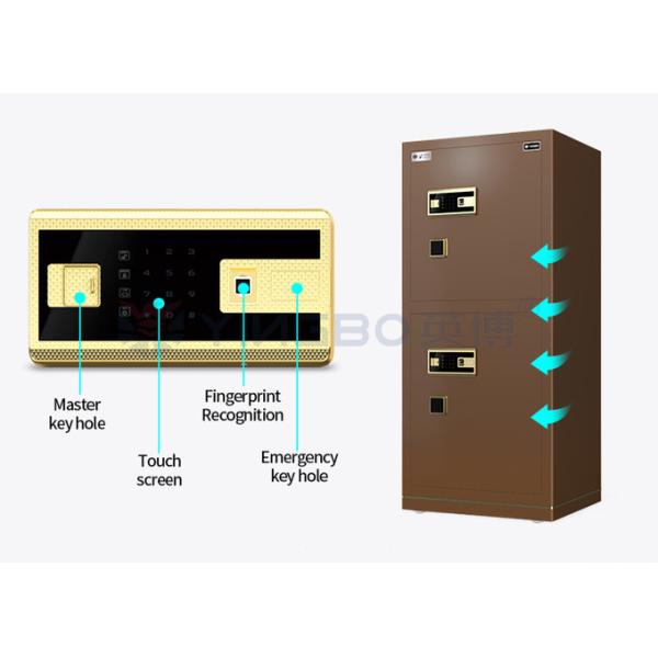 120kg Patented Bolts Dual Alarm Biometric Safe Box Fingerprint Lock YB/N7-150D Coffee