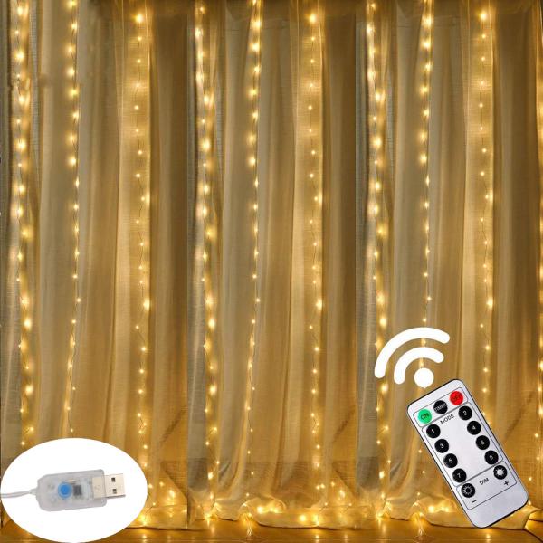 3M LED USB Power Remote Control Curtain Fairy Lights Christmas Garland Lights