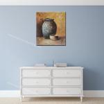 Handmade Abstract Still Life Oil Painting Two Jars on Canvas For Living Room