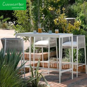 Wholesale Large Patio Furniture Aluminum Frame Bar Stool with Geometric Design and Cushion from china suppliers