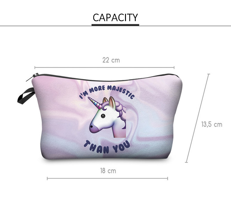 Travel Essential Unicorn Print Waterproof Zipper Toiletry Wash Bag