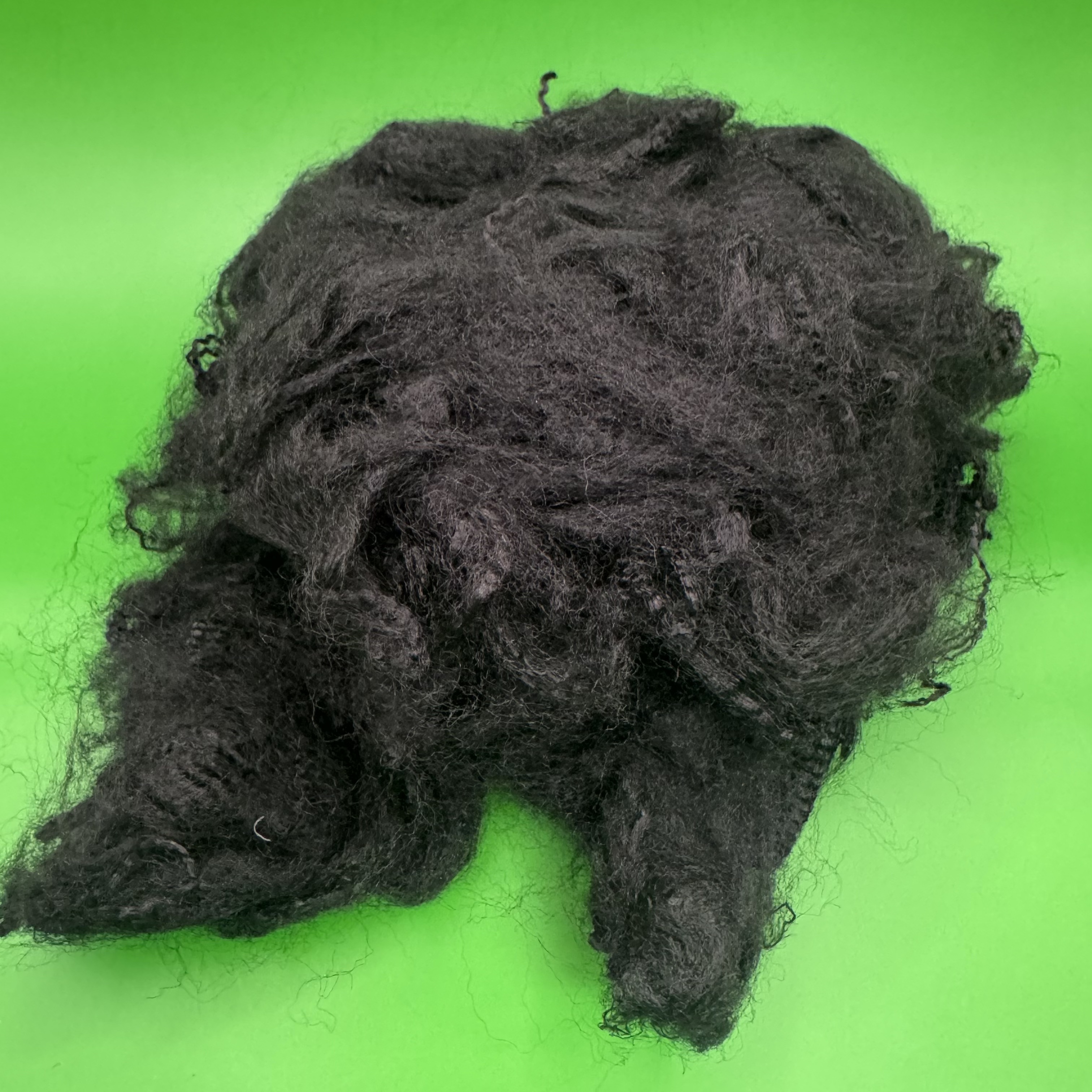 6D 90mm Virgin Polypropylene (PP) Staple Fiber Solid Black for Carpet & Floor Mat Filling, Custom Length
