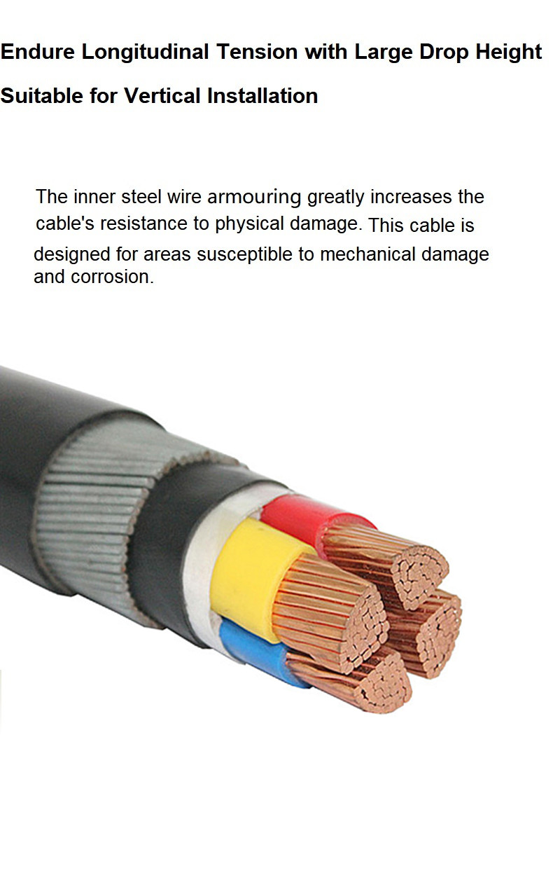 5 Core 3 Phase Cable 6mm2 10mm2 16mm2 25mm2 35mm2 Armoured Cable XLPE SWA Copper Armored Low Voltage 0.6/1kV IEC 60502-1 BS 5467