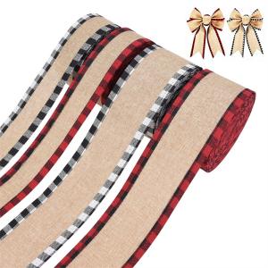 Wholesale 40mm &amp; 63mm*10y Jute Lattice Ribbon Biodegradable Lattice Burlap Ribbon from china suppliers