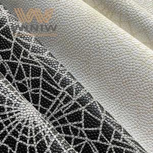 China Black White Spider Net Pattern PU Leather Material for Football faux leather fabric by the yard on sale