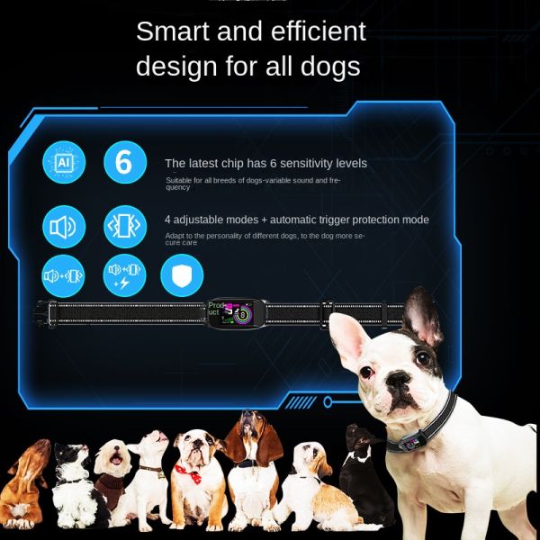 New Arrival Long Range Automatic Anti Barking IPX7 Waterproof Outdoor Rechargeable Plastic Dog Training Collar >20 Hours Battery