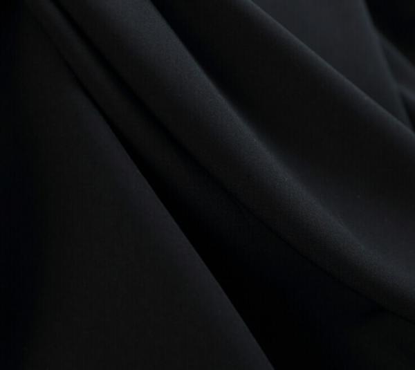 Polyester wool peach fabric formal black color for abaya cloth, width 58 inches,