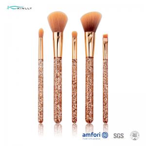 China Glitter Rose Gold Ferrule Makeup Brush Gift Set 5pcs for Eyeliner Eyeshadow on sale