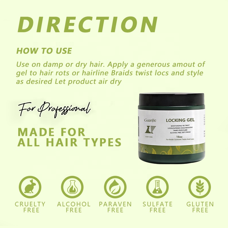 Transparent customize 16 oz Hair Styling Gel for Private Label Loc and Twist