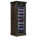 Touch Control Tall Lockable Drinks Fridge Brown Wood Wine Cooler Cabinet