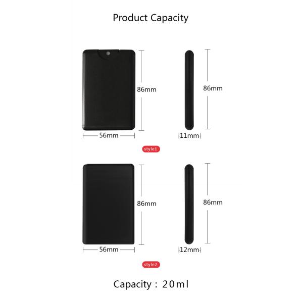 Black Portable Capacity 10ml 20ml Card Spray Bottle