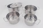 4pcs Pot and pans induction stainless steel stock pot with steel lid pasta