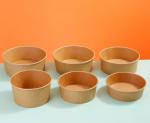 Disposable PE Coating Single Wall Kraft / White Paper Salad Containers 500ml