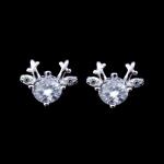 Personalized Silver Cubic Zirconia Earrings , Zircon Copper Flower Charm Cute