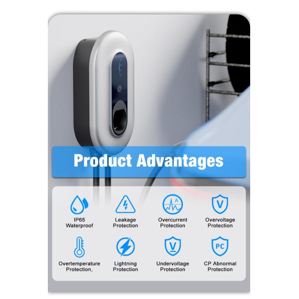 7kw 11kw 22kw 3 Phase LCD Screen Type 2 EV Charger Over Temp Protection
