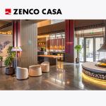 Hotel Lobby Furniture Set Includes Lounge Chairs Stools Coffee Table Sofa