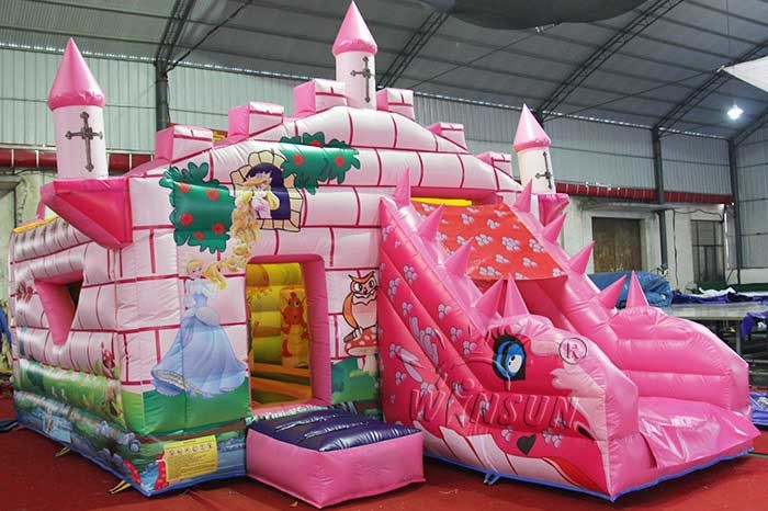 Pink Princess Trampoline with Slide WSC-256 Customized Size