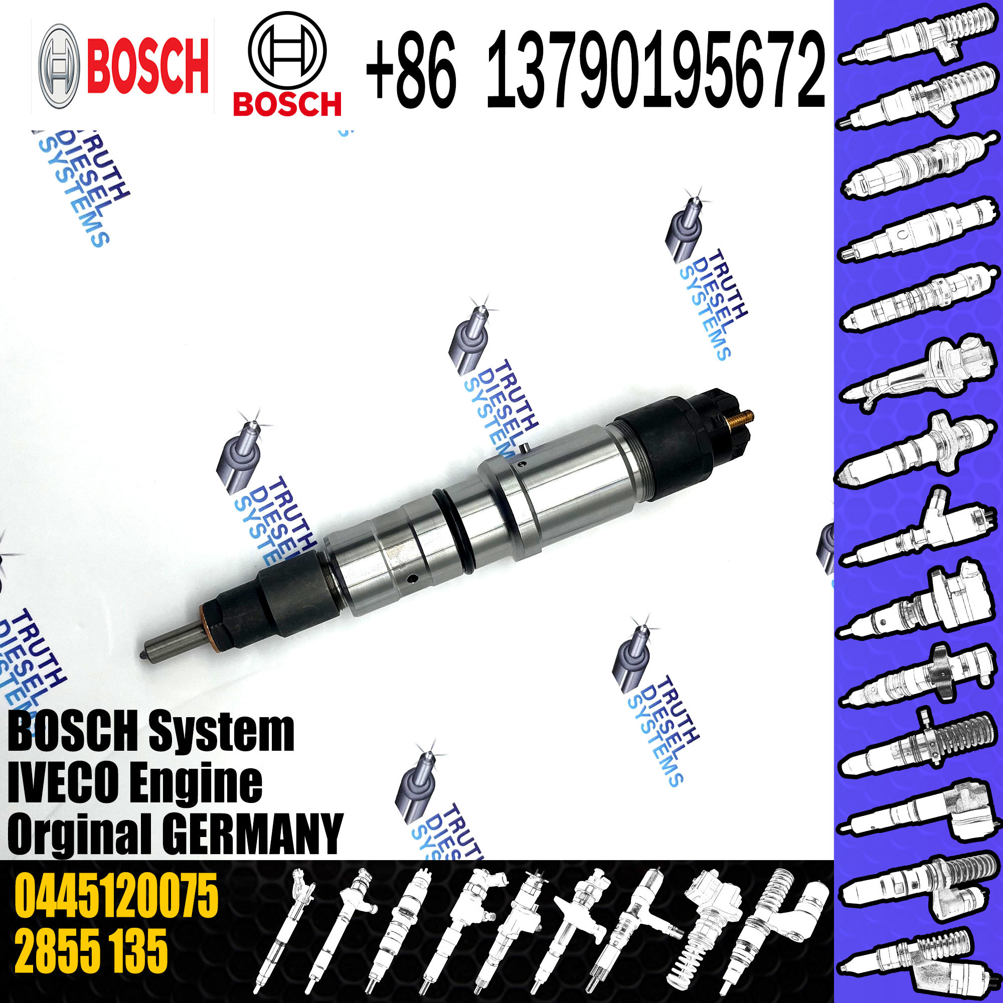 High Quality Diesel Fuel Injector 2855135 504128307 0445120075 For IVECO/CASE IH/NEW HOLLAND