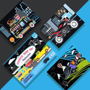 Wholesale Kids Magic Scratch Art Vehicles Scene Draw Paper Arts Crafts Painting Black Coated from china suppliers