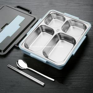 Wholesale Freshness preservation stainless steel lunch box modern design blue color leekproof bento food container with lid from china suppliers