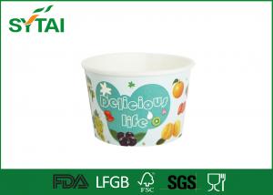 Recycle Blue Paper Ice Cream Cups Disposable Salad Bowls With Lids Spoon