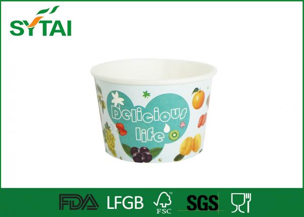 Quality Recycle Blue Paper Ice Cream Cups Disposable Salad Bowls With Lids Spoon for sale