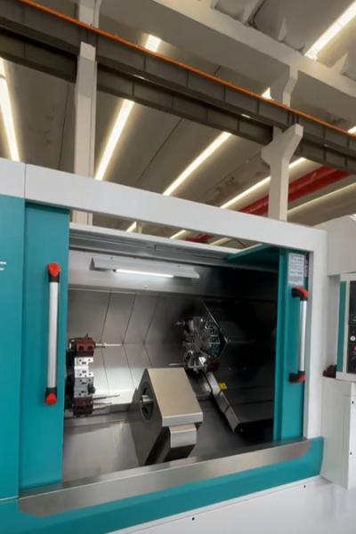 Dual Head Inclined Bed CNC Horizontal Lathe Machine With 12 Station Servo