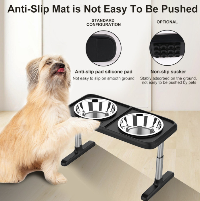 Elevated Double Raised Dog Bowls Dog Bowl And Adjustable Food Height