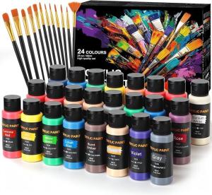 Wholesale 24 Colors 60ml Non Toxic Art Acrylic Paint Kit With 12 Brushes For Painting from china suppliers