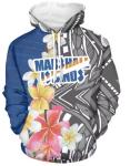 Marshall Island Flag Custom Sublimation Hoodie Sweater Polynesian Oversized